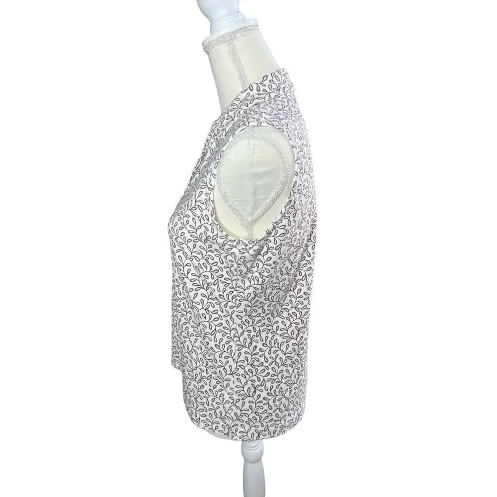 EP Pro Tour Dry Women's Sleeveless Polo Shirt - White with Taupe Print - Size M - Picture 2 of 7